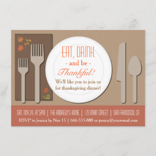 Invitation Dîner de Thanksgiving élégant et moderne