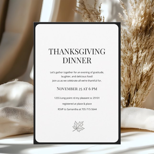Invitation Dîner de Thanksgiving en écriture élégante (Créateur téléchargé)