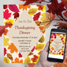 Dîner de Thanksgiving fêtes automne Couleurs Feuil