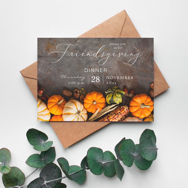 Invitation Dîner de Thanksgiving Friendsgiving Citrouilles (Créateur téléchargé)