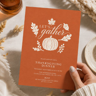 Invitation Dîner de Thanksgiving moderne en terre cuite : Ras
