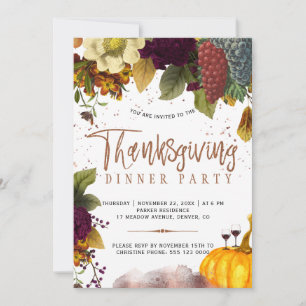 Invitation Dîner de Thanksgiving moderne rustique de récolte