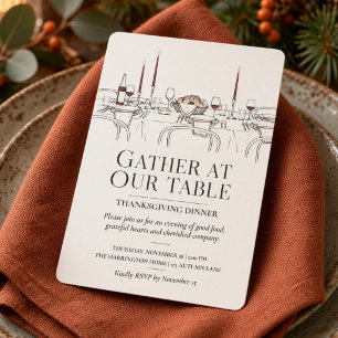 Invitation Dîner de Thanksgiving Rassemblement à Notre Table