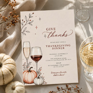 Invitation Dîner de Thanksgiving rétro moderne de remerciemen