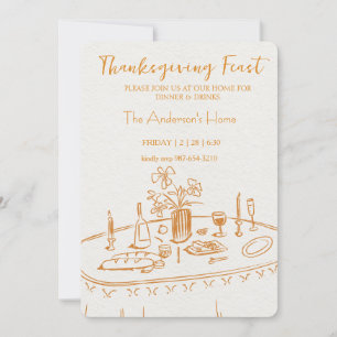 Invitation Dîner de Thanksgiving rustique élégant