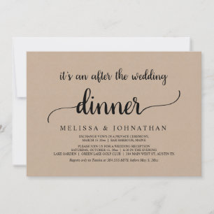 Invitation Dîner d'élopement de mariage rustique pour toujour