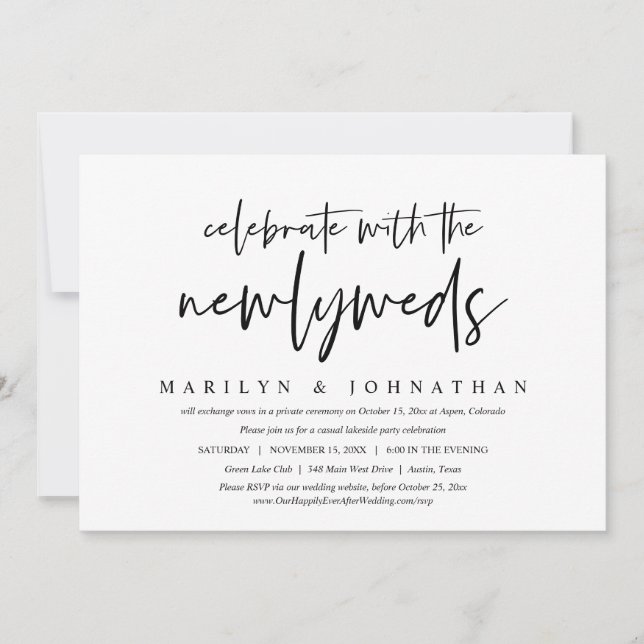 Invitation Dîner d'Elopement Mariage décontracté Fête (Devant)
