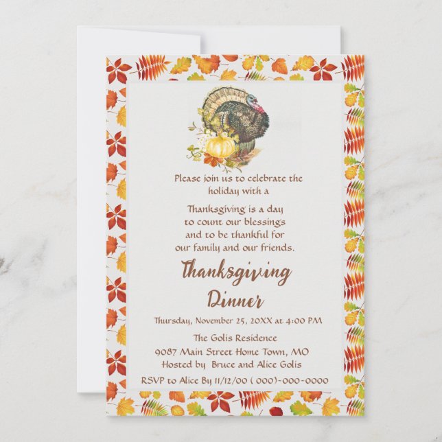 Invitation Dîner des amis de la famille Thanksgiving (Devant)