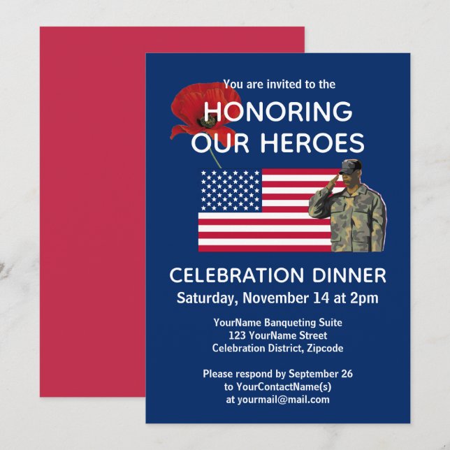 Invitation Dîner des vétérans patriotiques des USA (Devant / Derrière)