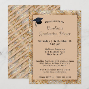 Invitation Dîner d'études Casquette Tan Graduation