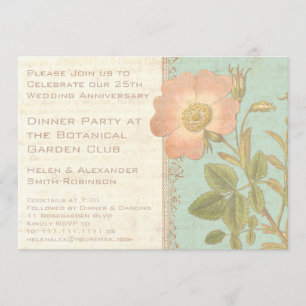 Invitation Dîner du 25e anniversaire de la Rose vintage