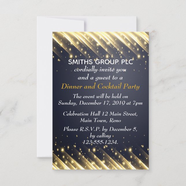 Invitation Dîner élégant d'affaires de cadre d'or (Devant)