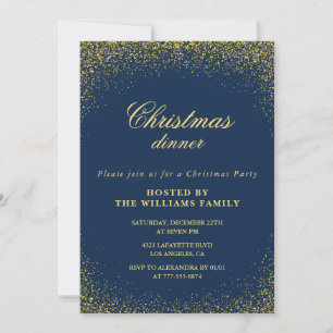 Invitation Dîner élégant de fête de Noël Or Nuit Glam