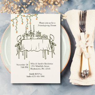 Invitation Dîner Élégant de Friendsgiving d'Action de Grâce d