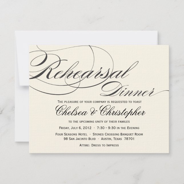 Invitation Dîner élégant de répétition de manuscrit - (Devant)