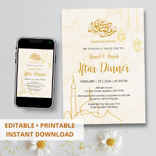 Invitation Dîner élégant de rupture du jeûne de Ramadan à la