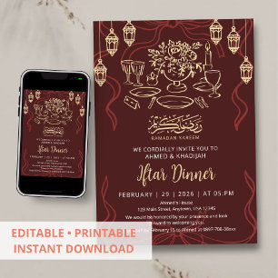 Invitation Dîner élégant de rupture du jeûne de Ramadan marro