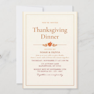 Invitation Dîner Élégant de Thanksgiving | Fête de la Récolte