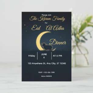 Invitation Dîner élégant du Eid al-Adha en or noir 
