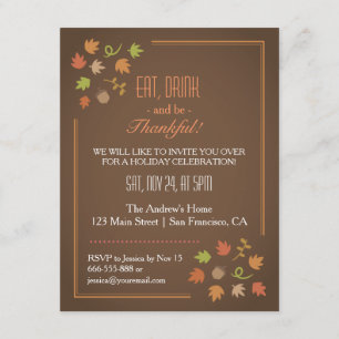 Invitation Dîner élégant moderne de thanksgiving