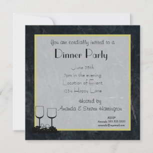 Invitation Dîner en pierre marbrée noire