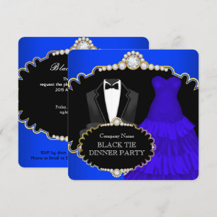 Invitation Dîner en smoking corporatif de gala bleu royal