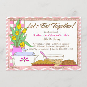 Invitation Dîner ensemble ou déjeuner Fête d'anniversaire