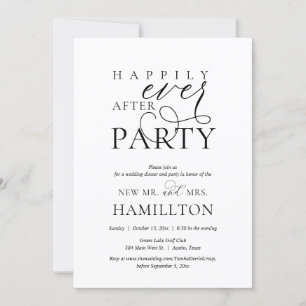 Invitation Dîner et fête de mariage après la cérémonie et heu