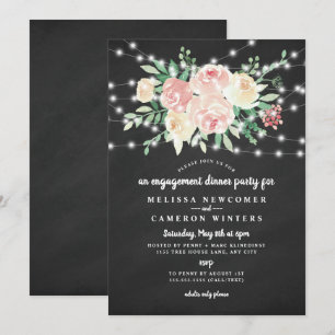 Invitation Diner fiançailles floral Chalkboard Blush