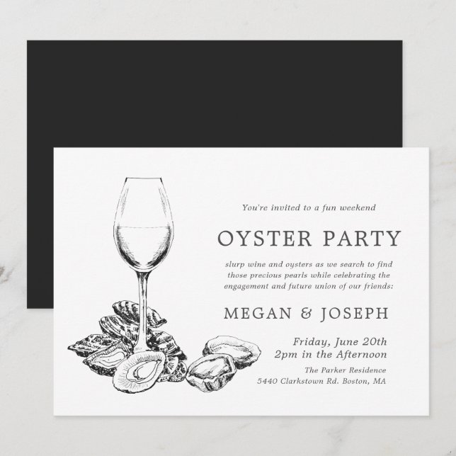 Invitation Dîner Fiançailles Oyster Pearl (Devant / Derrière)