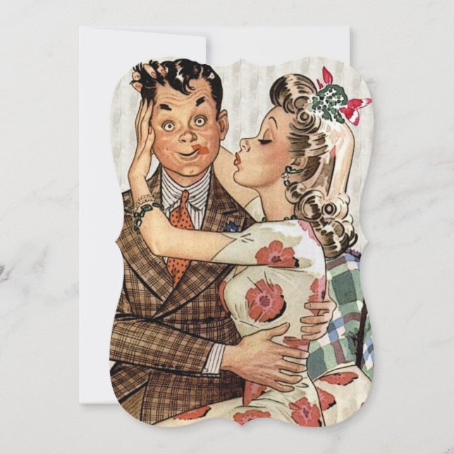 Invitation Dîner Fiançailles rétro (Devant)