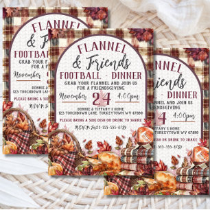 Invitation Dîner Flannel & Friends Football Friendsgiving