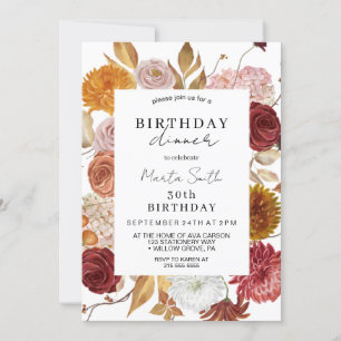 Invitation Dîner Floral d'automne Anniversaire