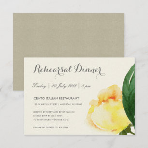 INVITATION DÎNER FLORAL DE RÉPÉTITION D'AQUARELLE JAUNE
