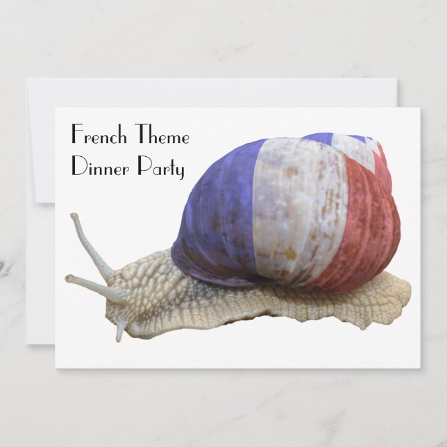 Invitation Dîner français de thème avec l'escargot (Devant)