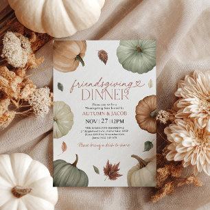 Invitation Dîner Friendsgiving Action de grâce Citrouille Aut
