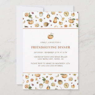 Invitation Dîner Friendsgiving automne citrouille Thanksgivin