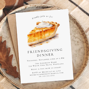 Invitation Dîner Friendsgiving Tarte au potiron à l'aquarelle