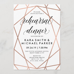 Invitation Dîner géométrique moderne de répétition de mariage