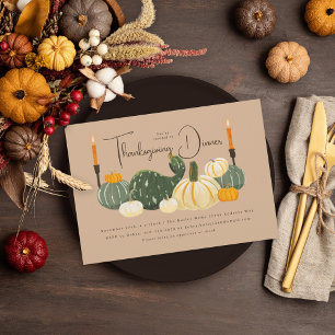 Invitation Dîner Gourds Beige Thanksgiving