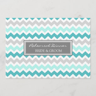 Invitation Dîner gris turquoise de répétition de Chevron