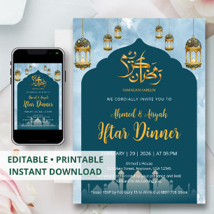 Invitation Dîner Iftar à la Mosquée sarcelle moderne et Lante