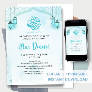 Invitation Dîner Iftar Lanternes de la Mosquée Bleue Ramadan