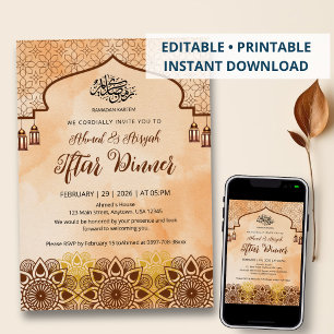 Invitation Dîner Iftar Mandala Terracotta Rustique Ramadan