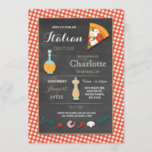 Invitation Dîner Italien Anniversaire Fête Chalk Pizza Invita