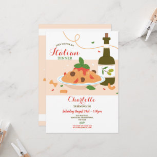 Invitation Dîner Italien Anniversaire Fête Pizza Déjeuner