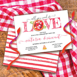 Invitation Dîner italien Love and Pizza Fiançailles