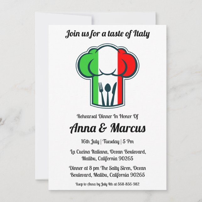 Invitation Dîner italien moderne (Devant)