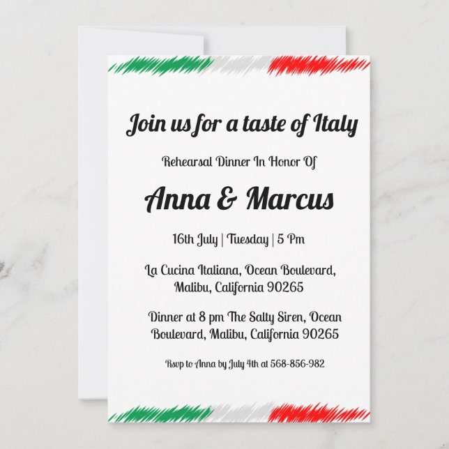 Invitation Dîner italien moderne (Devant)