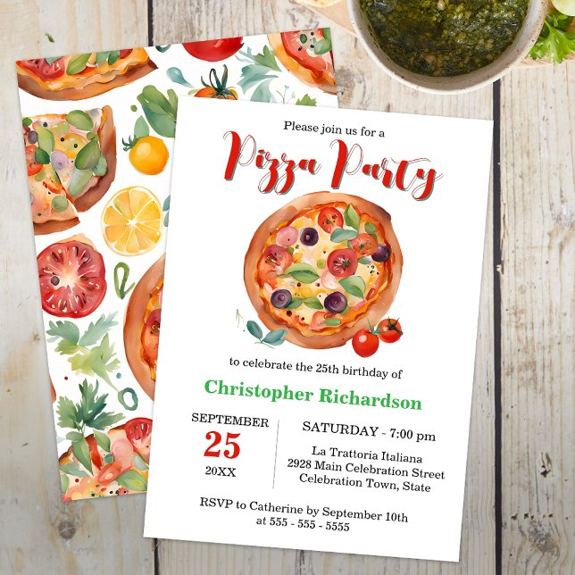Invitation Dîner Italien Pizza fête Anniversaire (Créateur téléchargé)